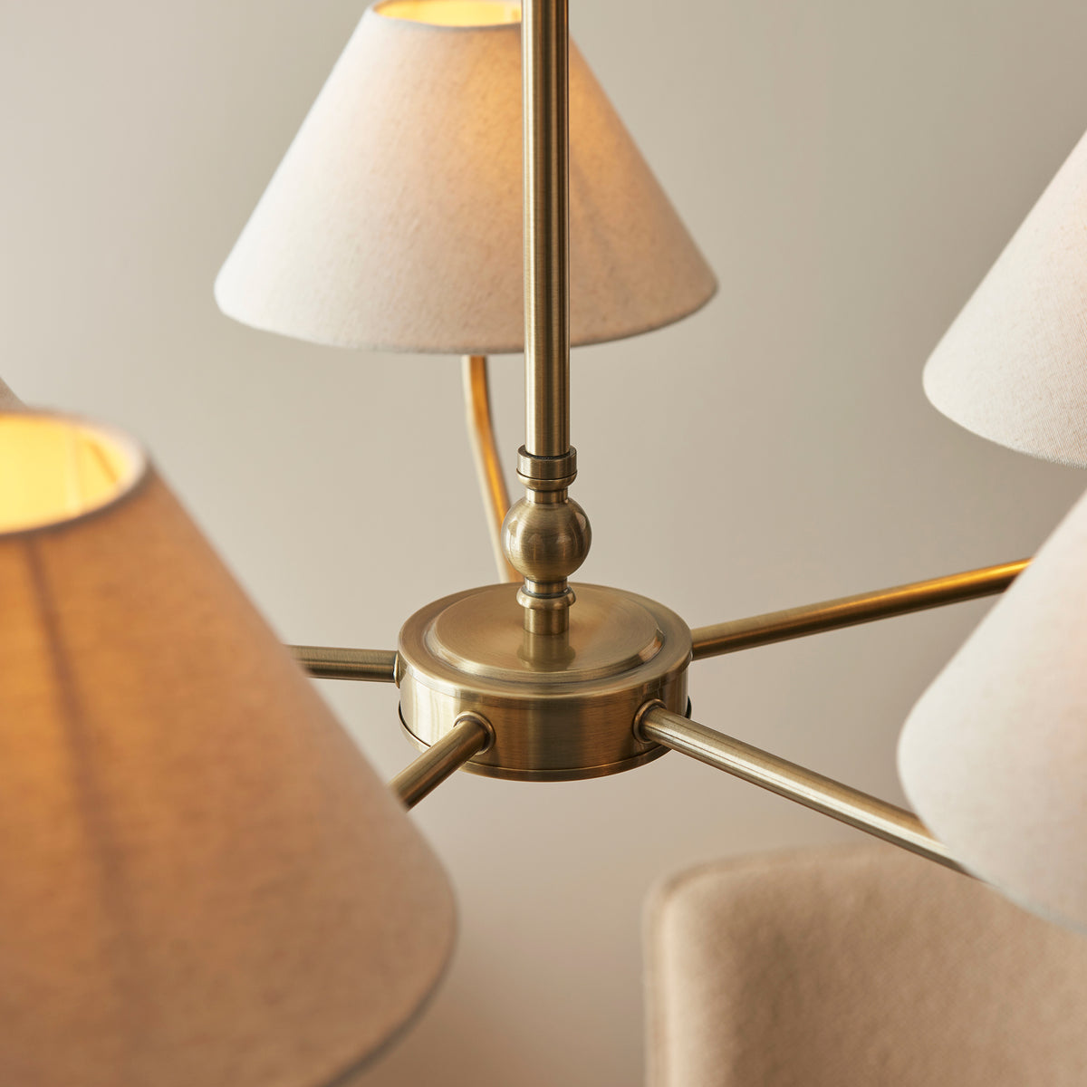Lille 5-Light Pendant Light Brass & Linen