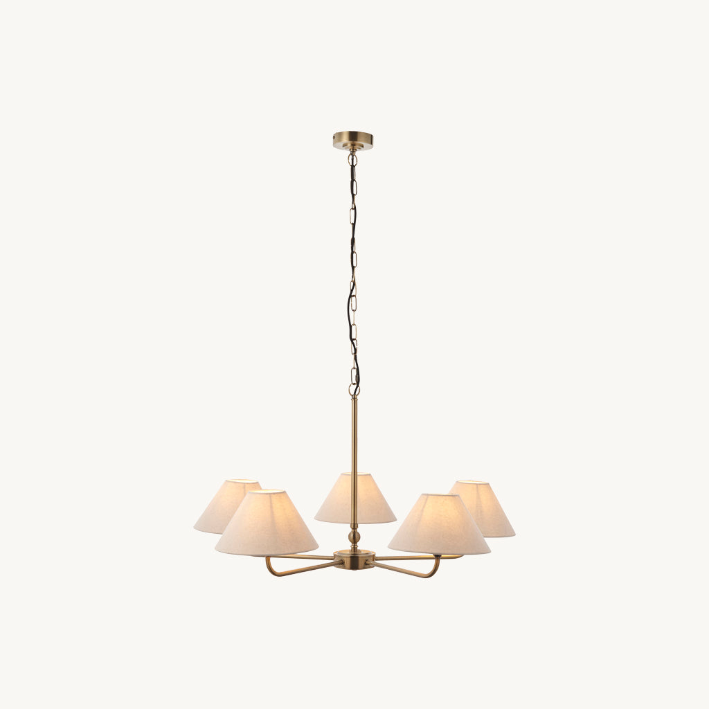 Lille 5-Light Pendant Light Brass & Linen