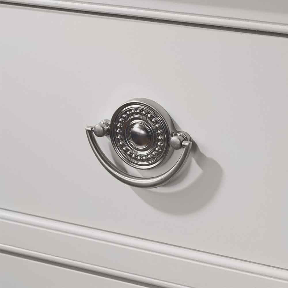 Wooden 2 and 4 drawer chest in painted white finish with silver handles