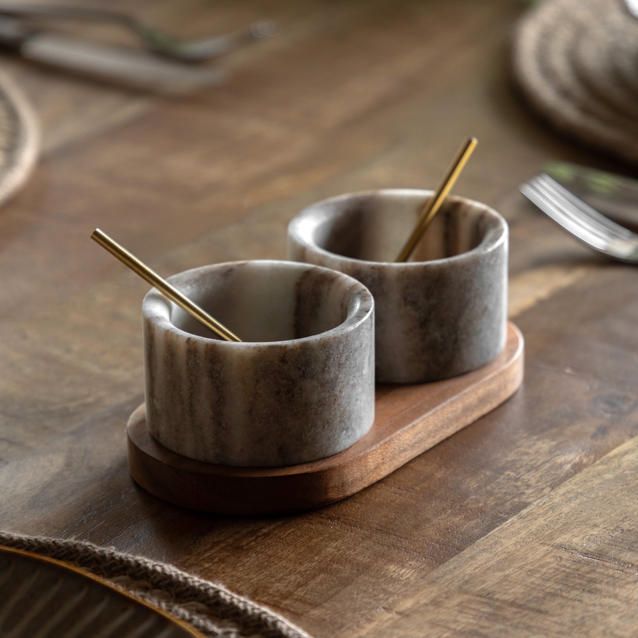 Marble Spoon and Pinch Pot Set