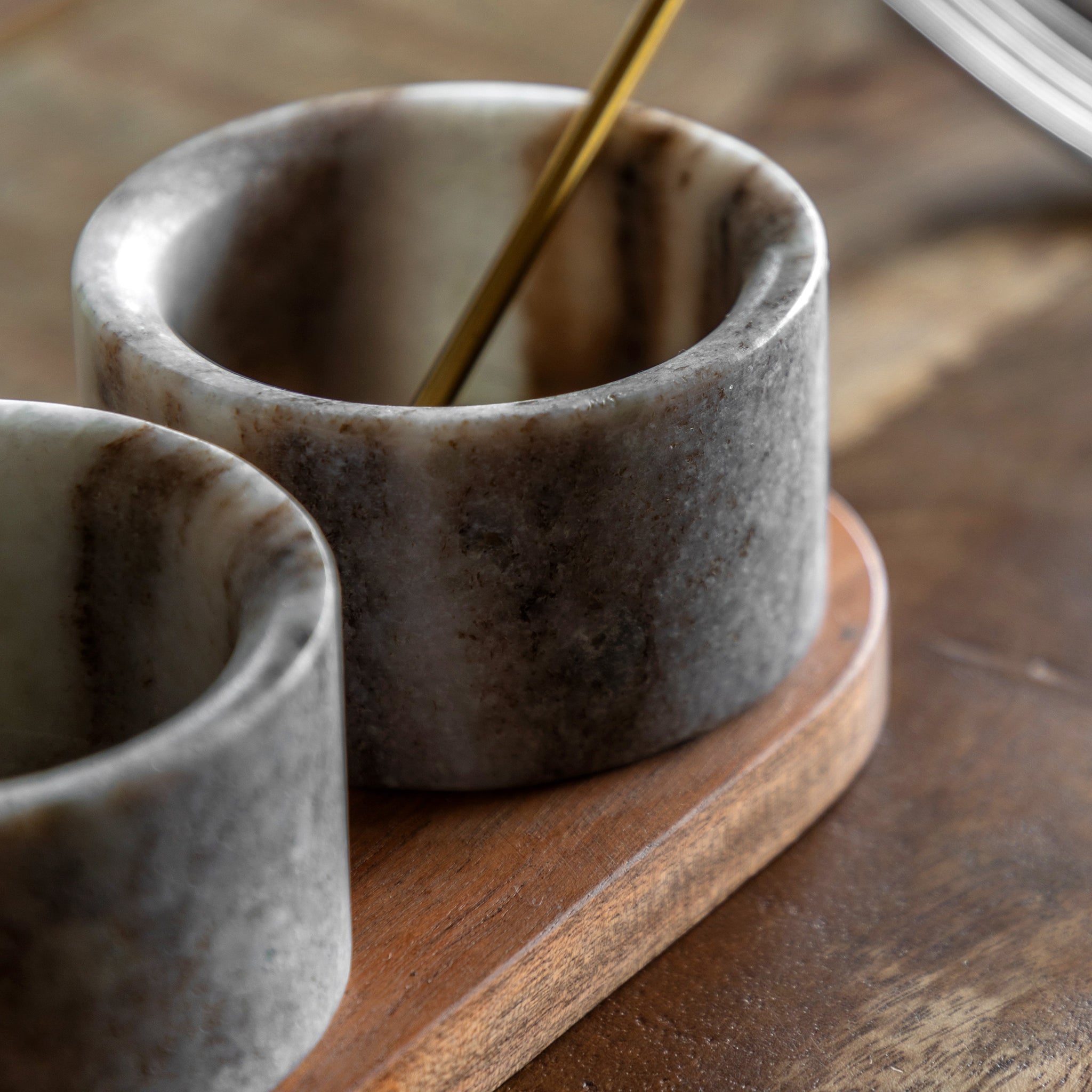 Marble Spoon and Pinch Pot Set