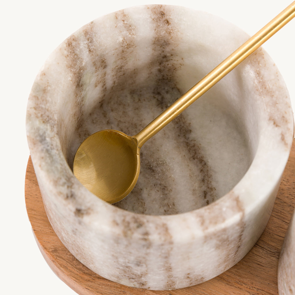 Marble Spoon and Pinch Pot Set