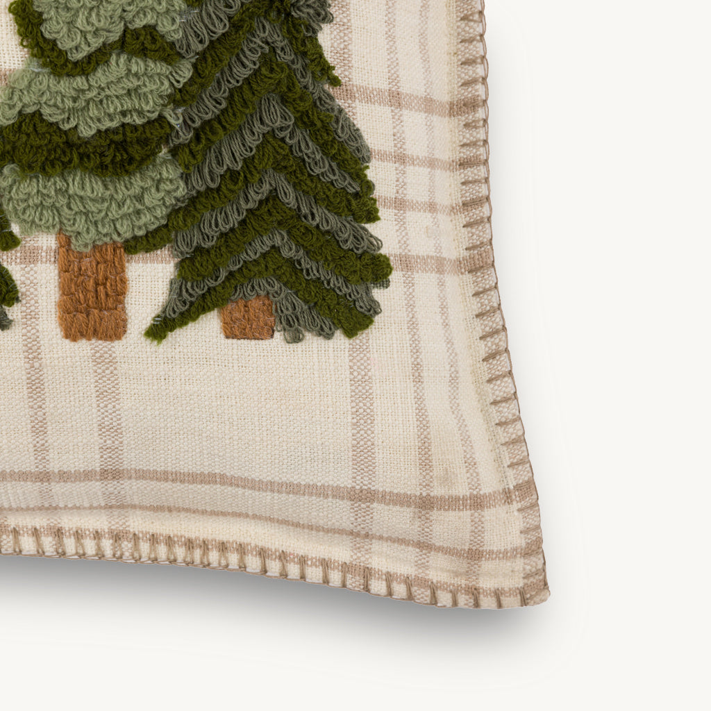 Embroidered Beige 'Merry Christmas' Cushion