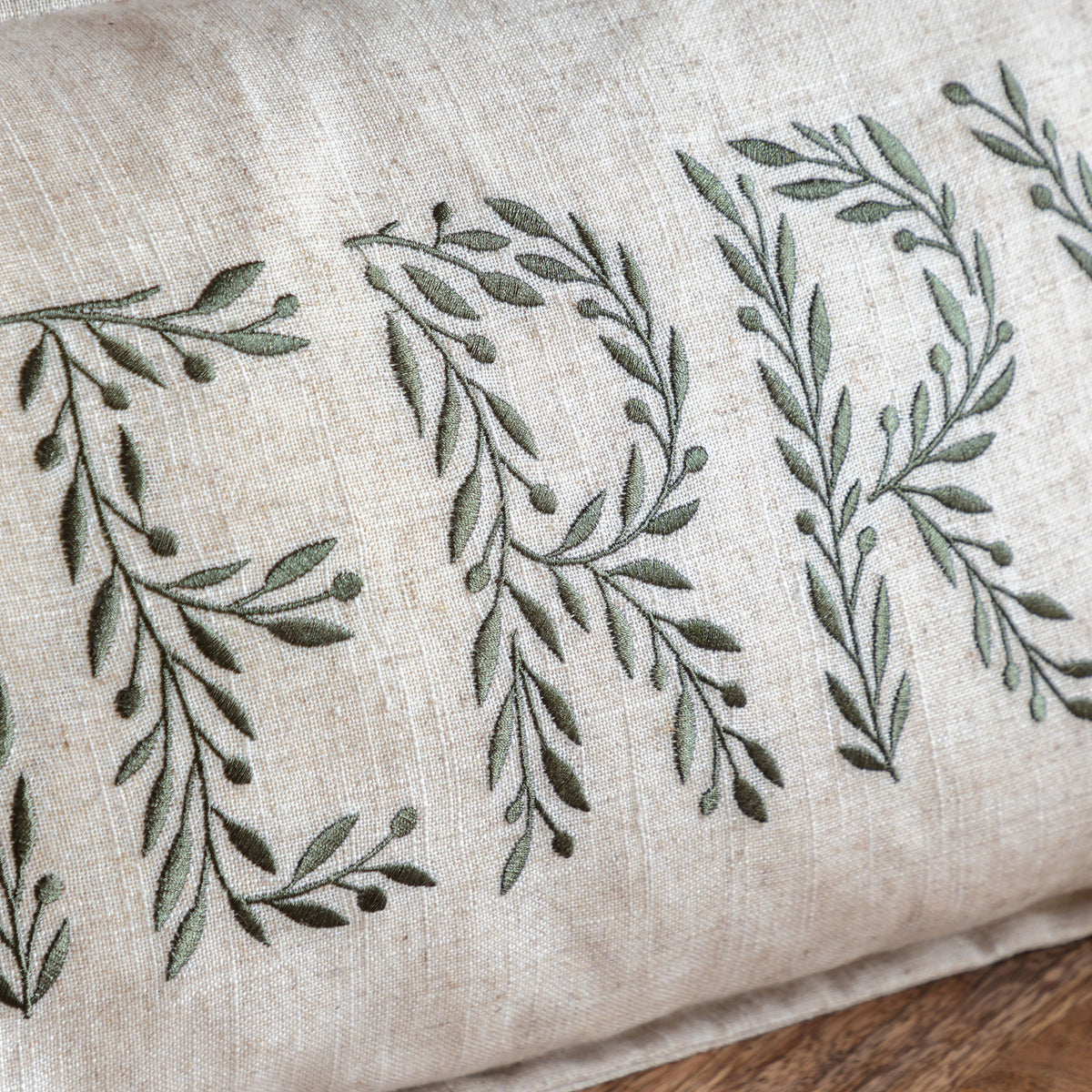 Embroidered Linen 'Merry' Cushion