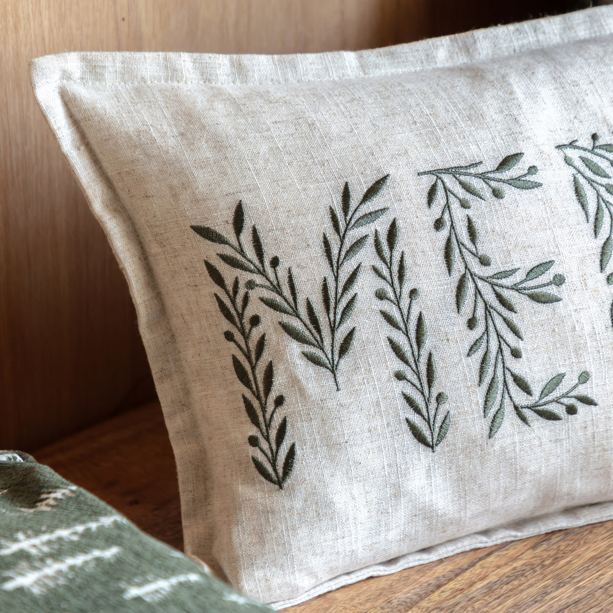Embroidered Linen 'Merry' Cushion