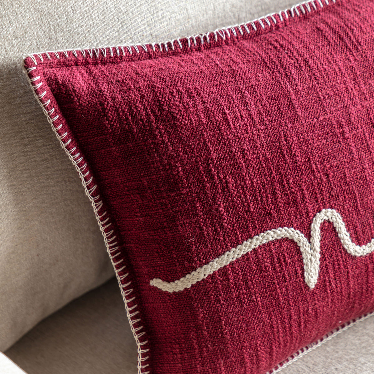 Embroidered Red 'Noel' Cushion