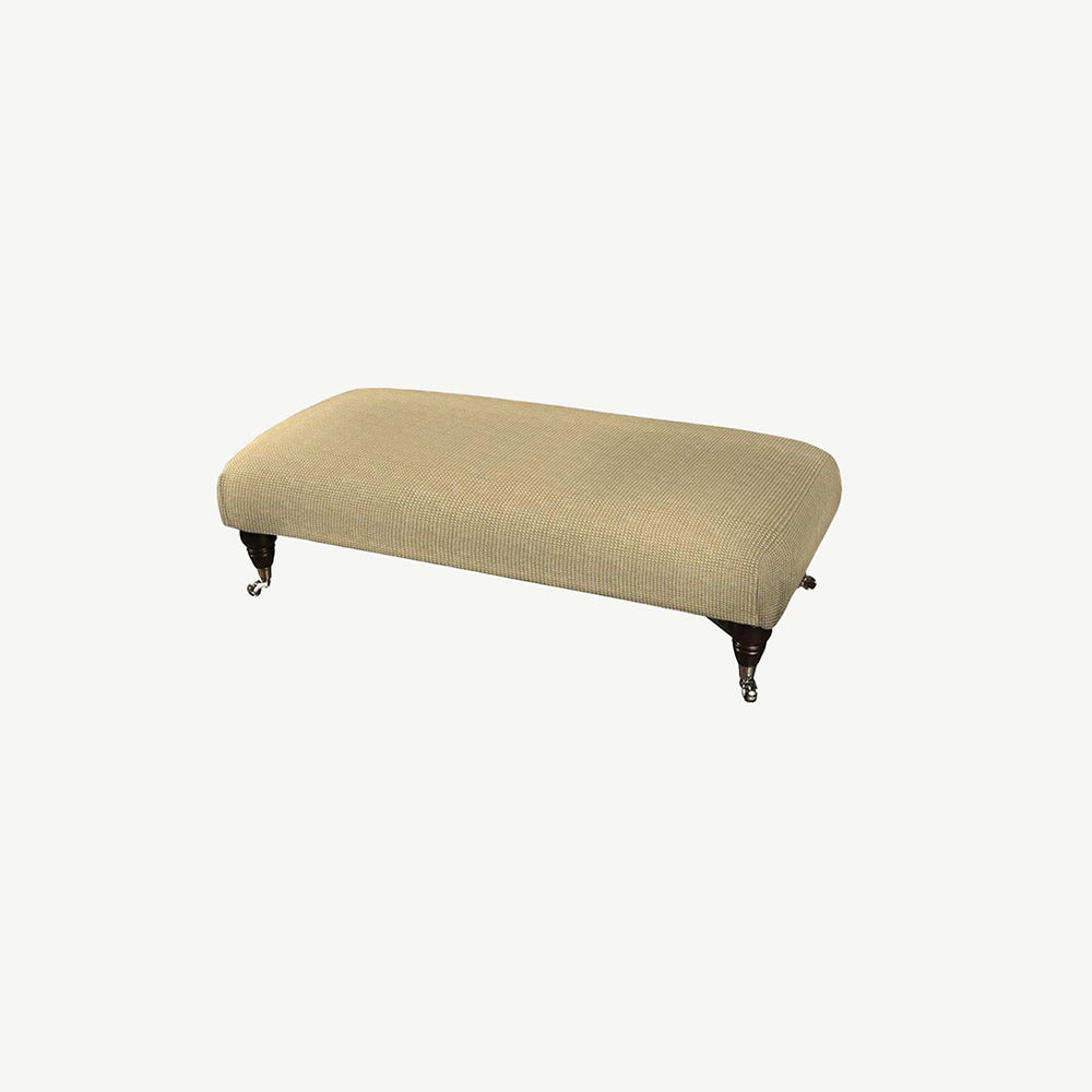 Parker Knoll Winchester Footstool in neutral cream fabric with dark wooden legs