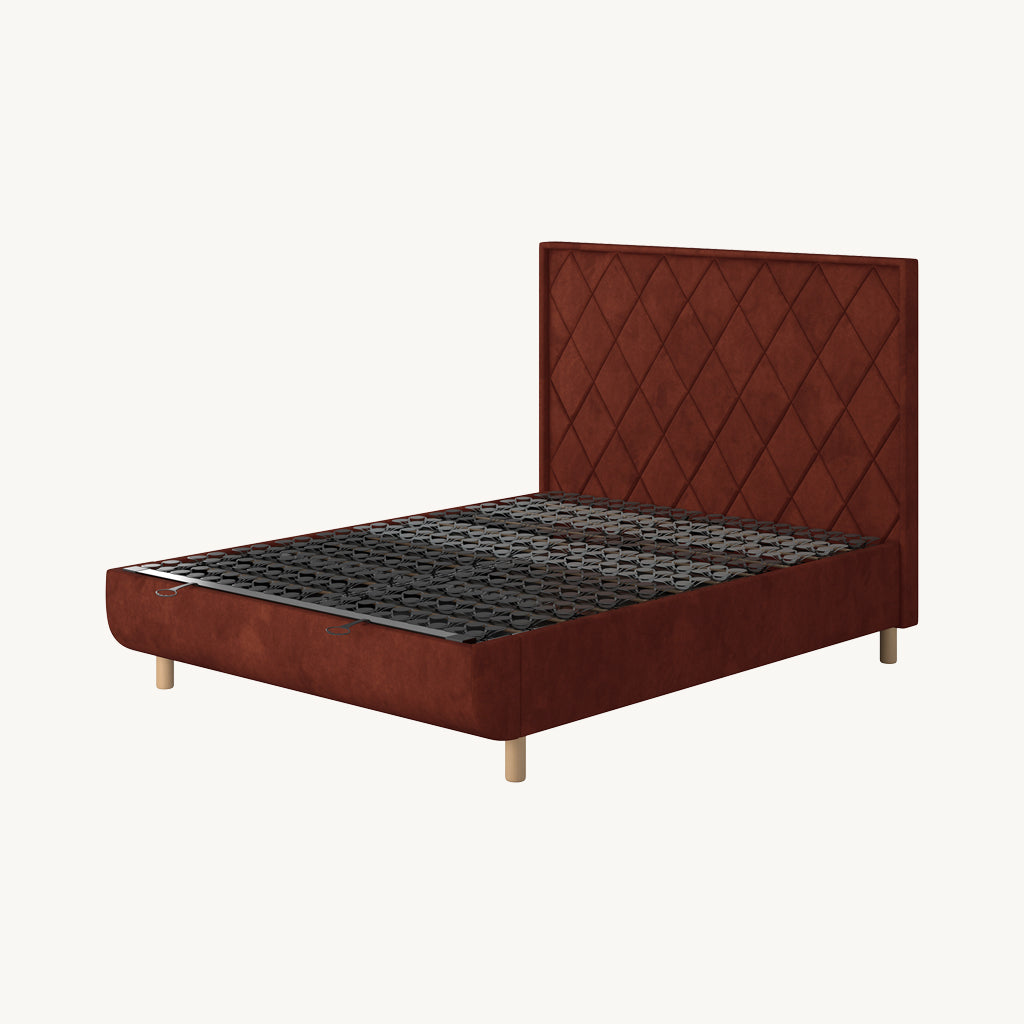 TEMPUR® Arc Ottoman Bed with Quilted Headboard in Dark Brown