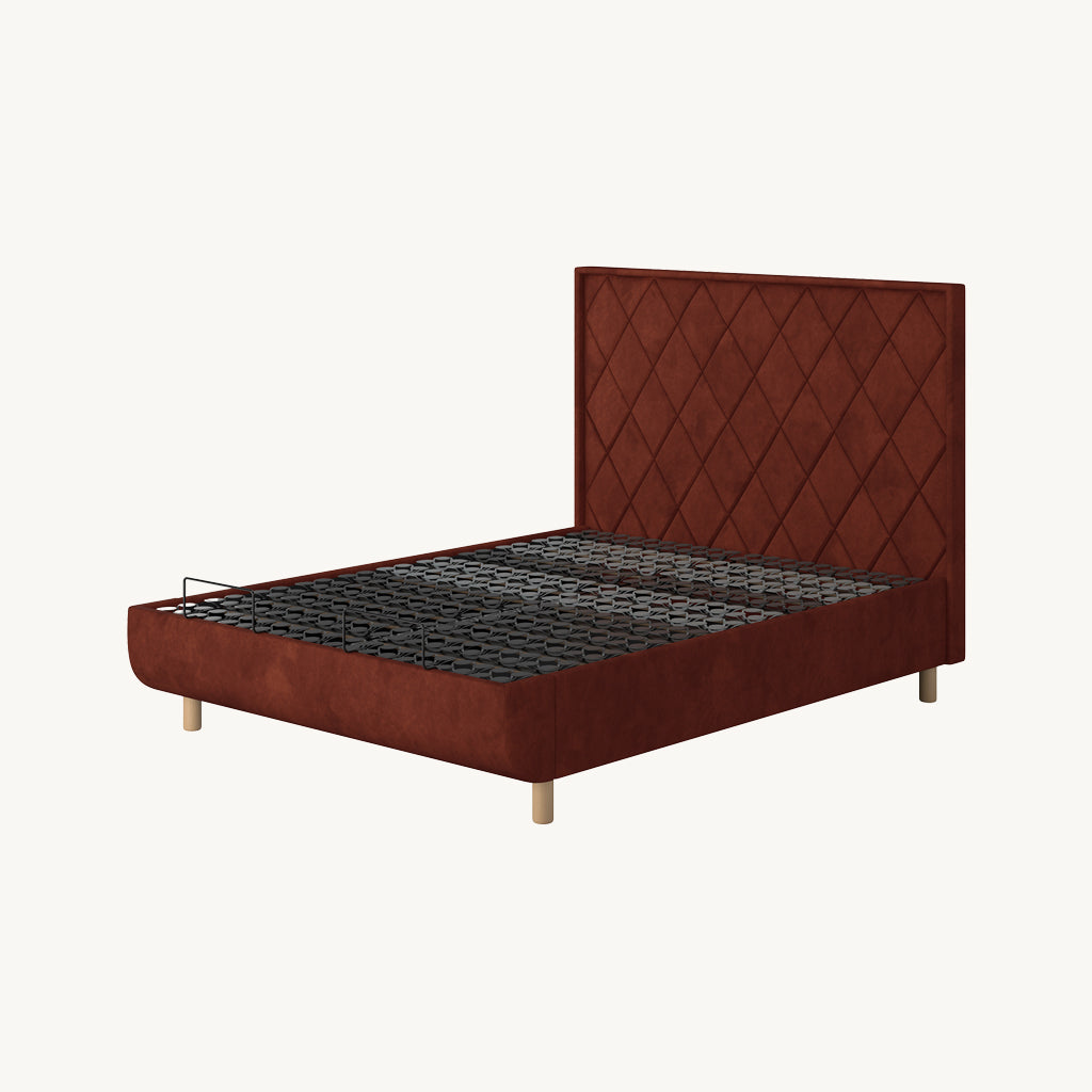 TEMPUR® Arc Static Bed with Quilted Headboard in Dark Brown