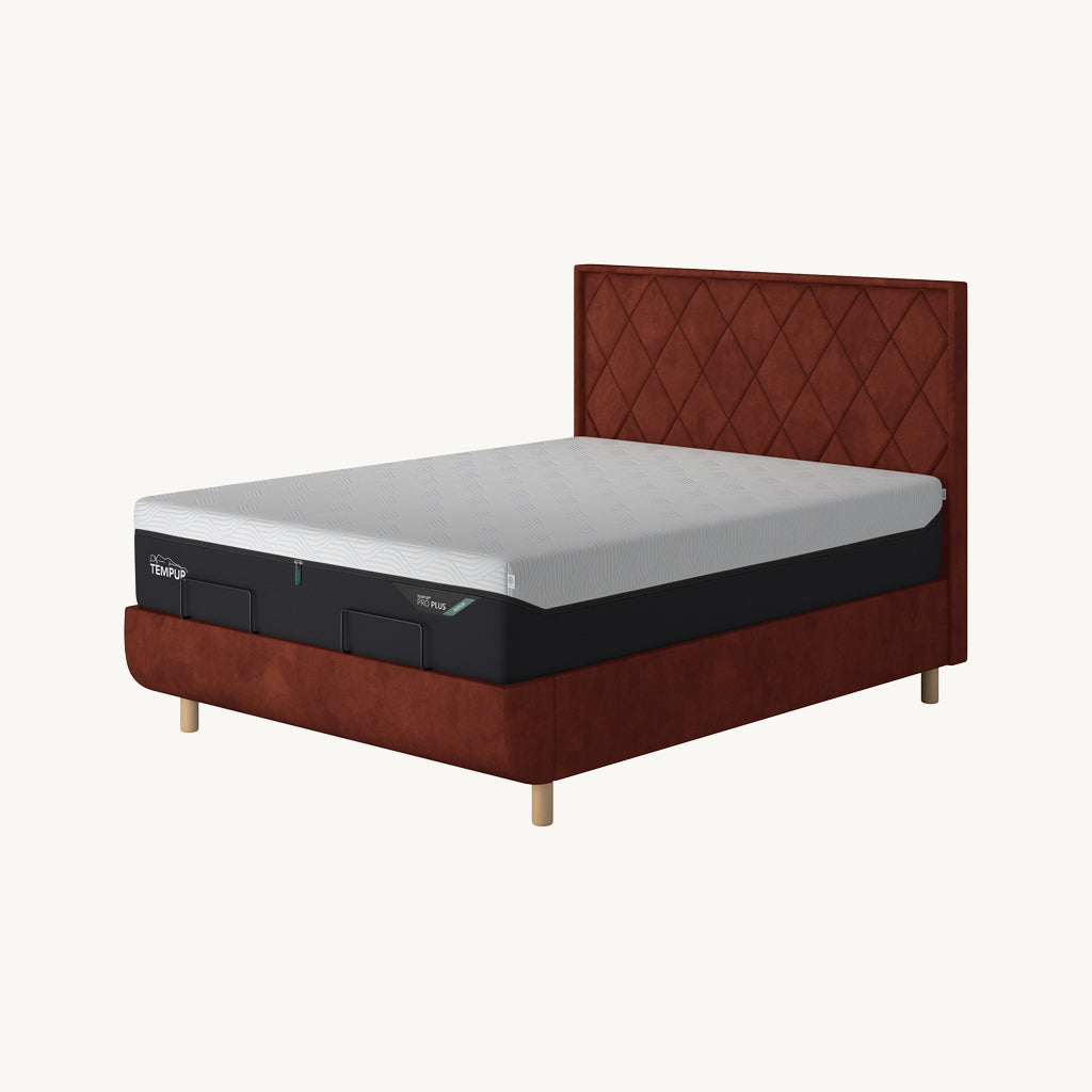 TEMPUR® Arc Static Bed with Quilted Headboard