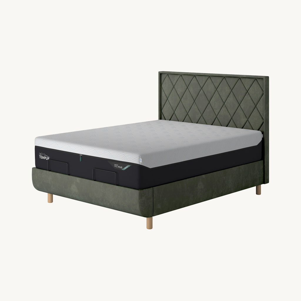 TEMPUR® Arc Static Bed with Quilted Headboard