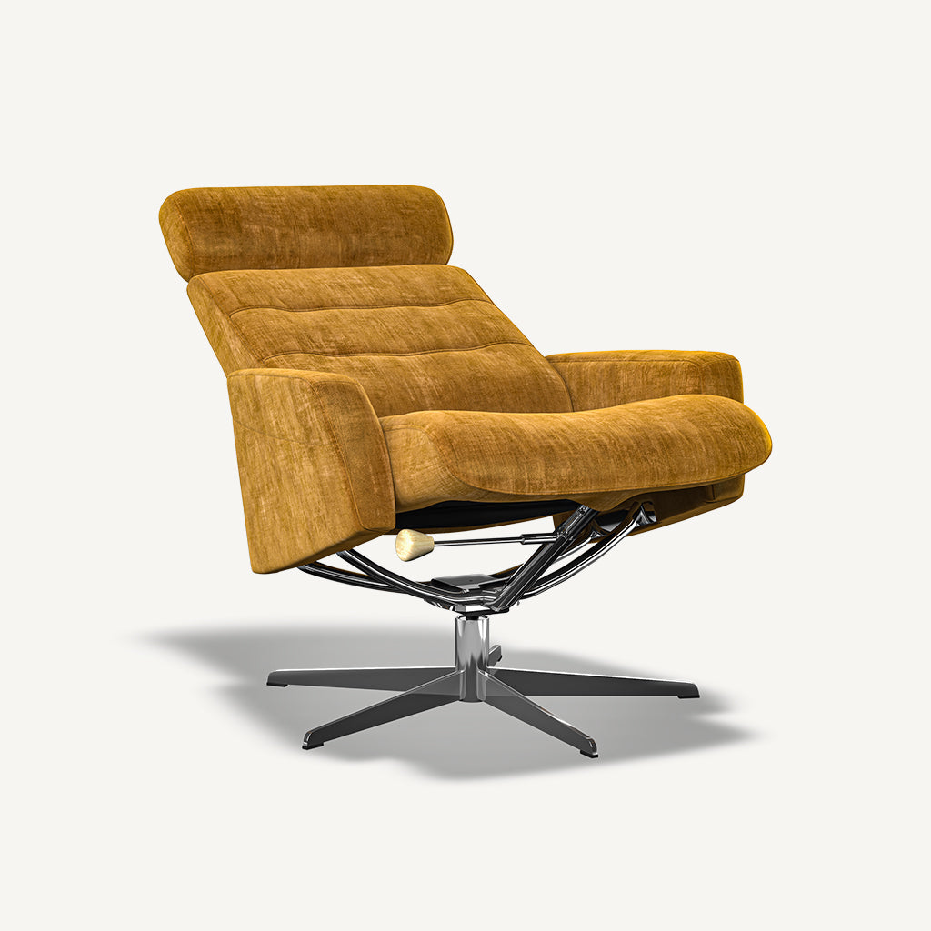 Gabriel Reclining Chair and Footstool in Brown