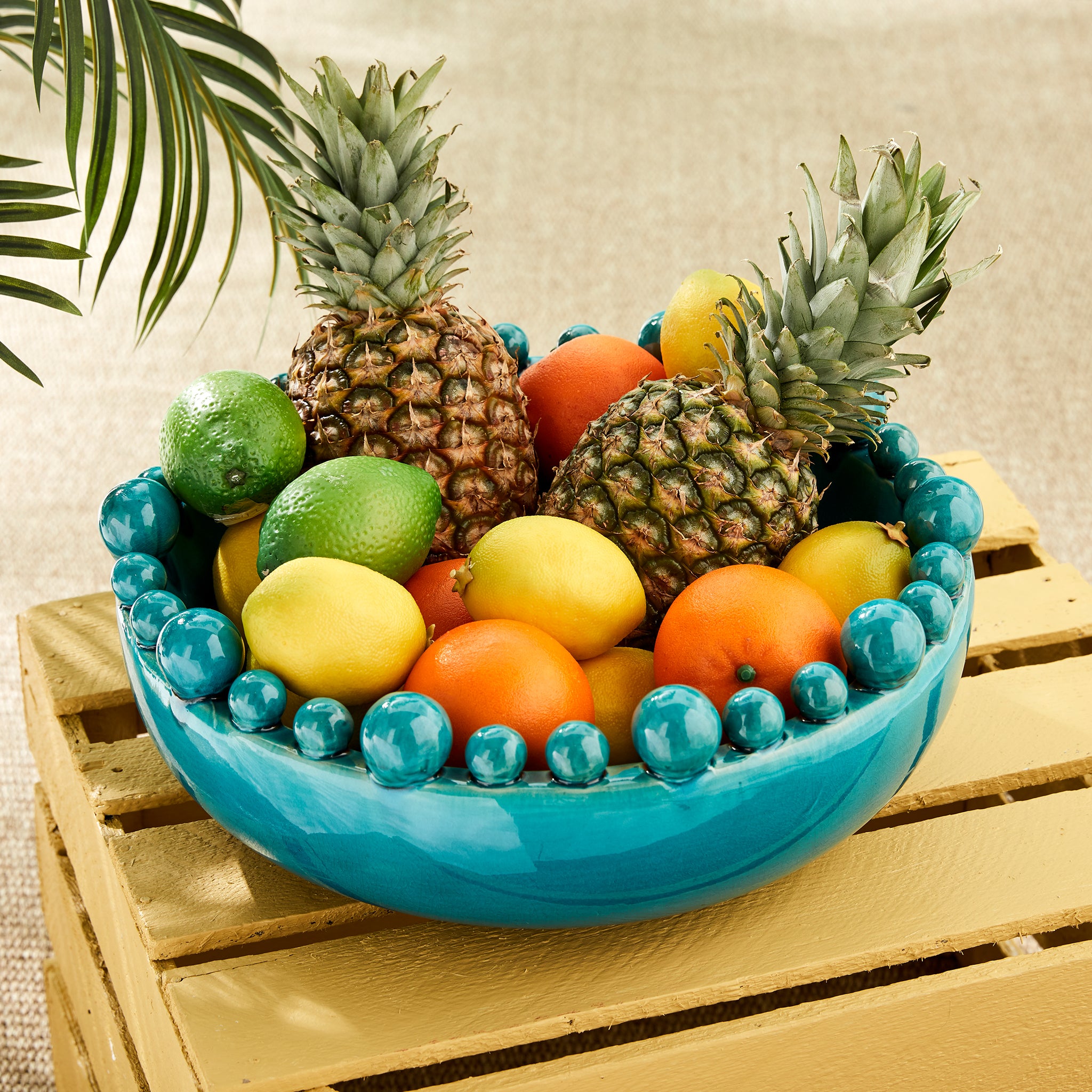 Aqua Ceramic Bobble Bowl