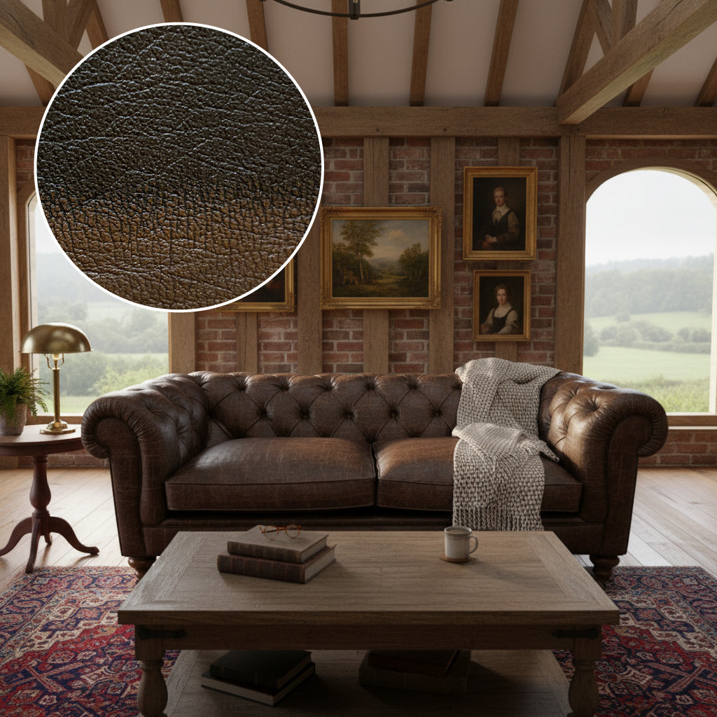 Britannia Rub-off Leather Sofa in Brown