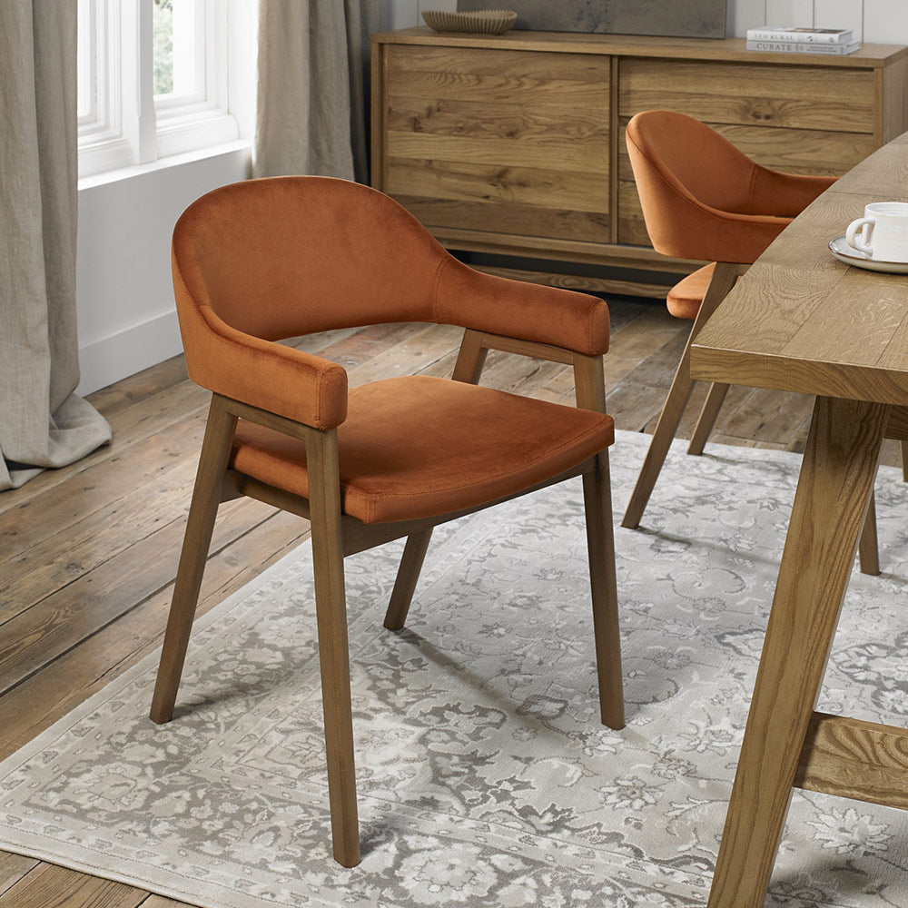 Highgate Rustic Oak Dining Chair in Orange
