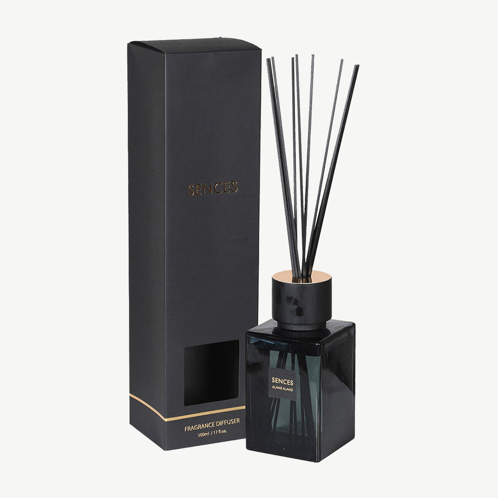 Black glass diffuser with matching diffuser sticks