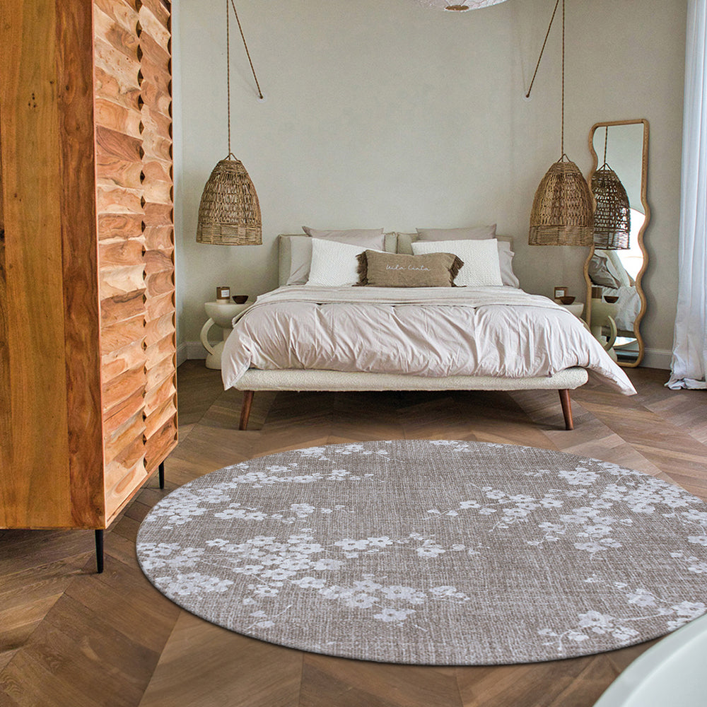 Sakura Circle Rug in Morning Mist