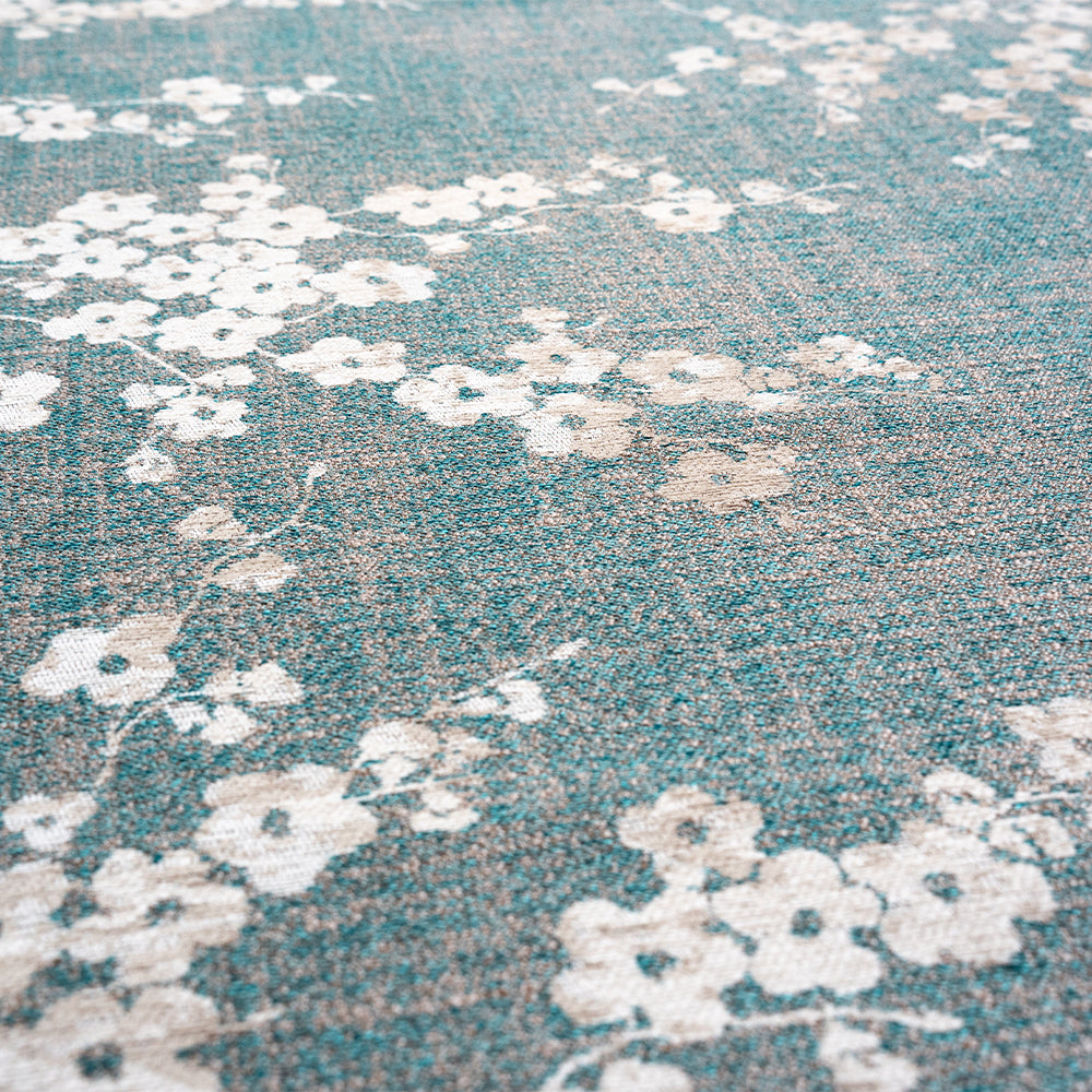 Sakura Circle Rug in Lake Blue