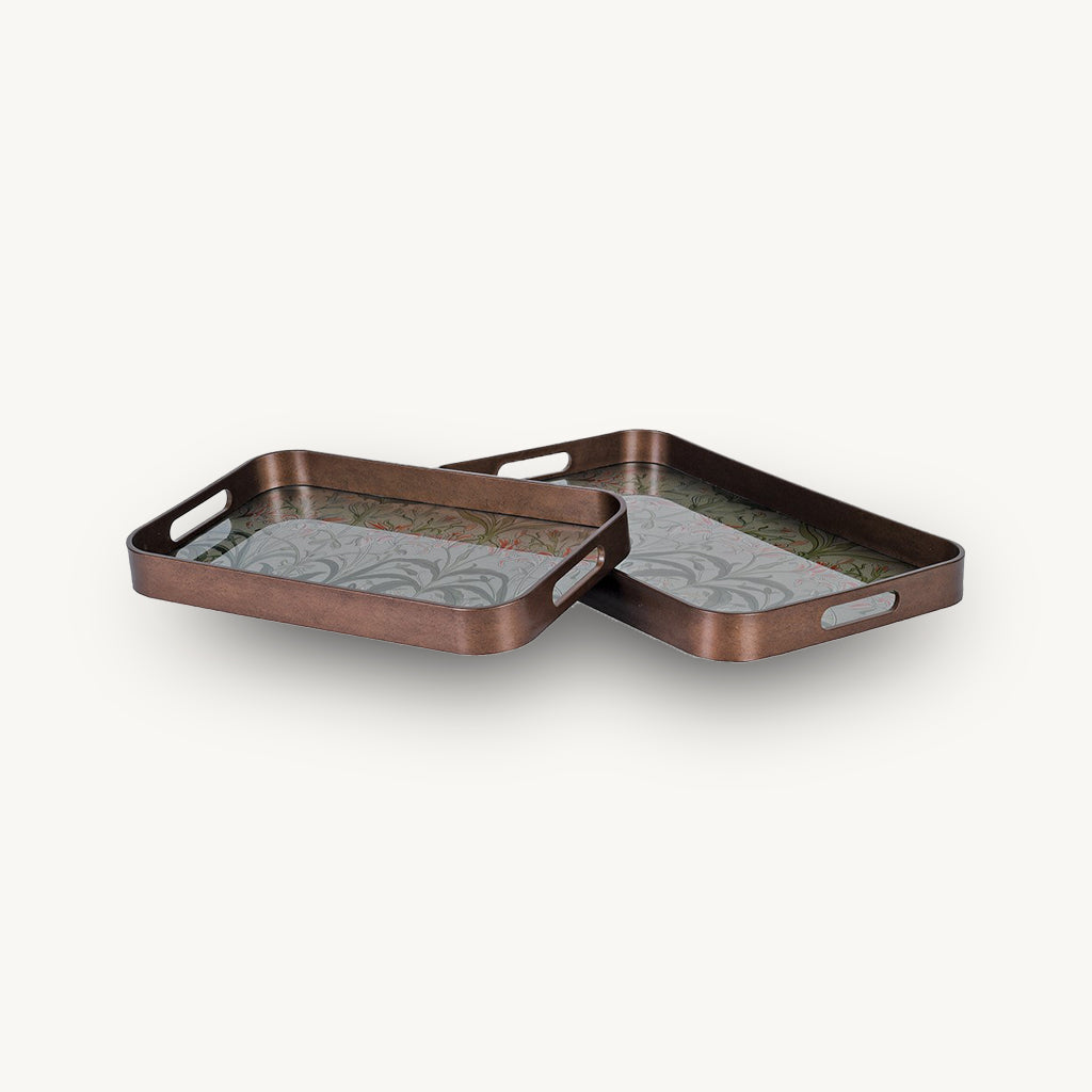 Set of 2 Green Lily Trays