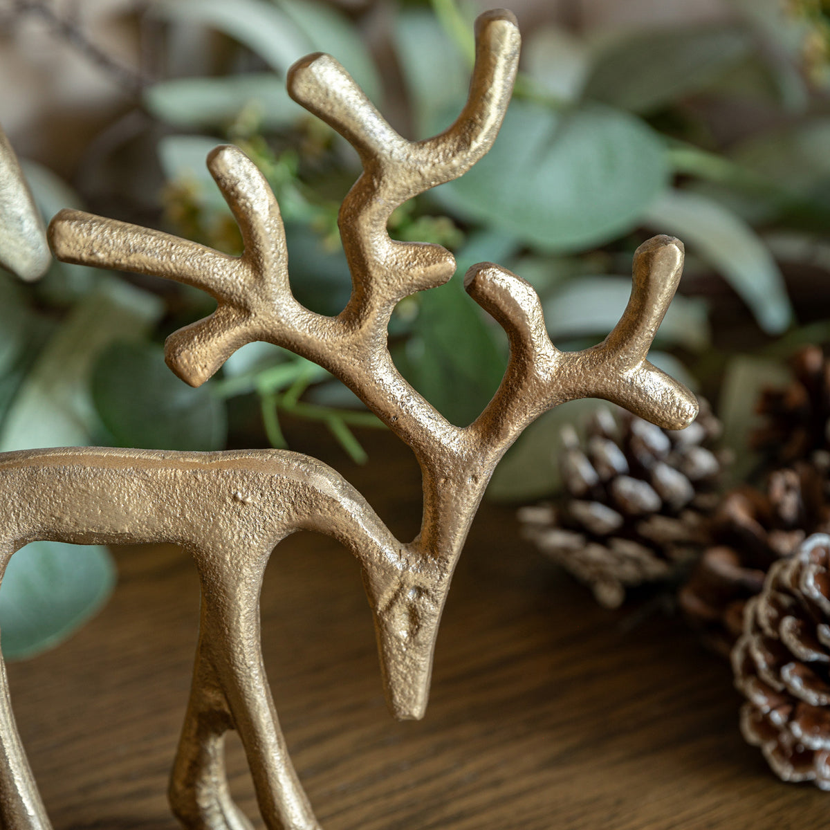 Set of 2 Gold Metal Reindeer Ornaments