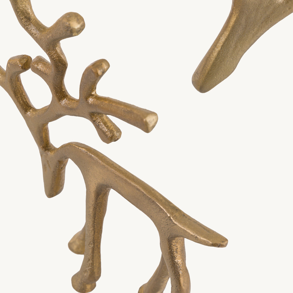 Set of 2 Gold Metal Reindeer Ornaments