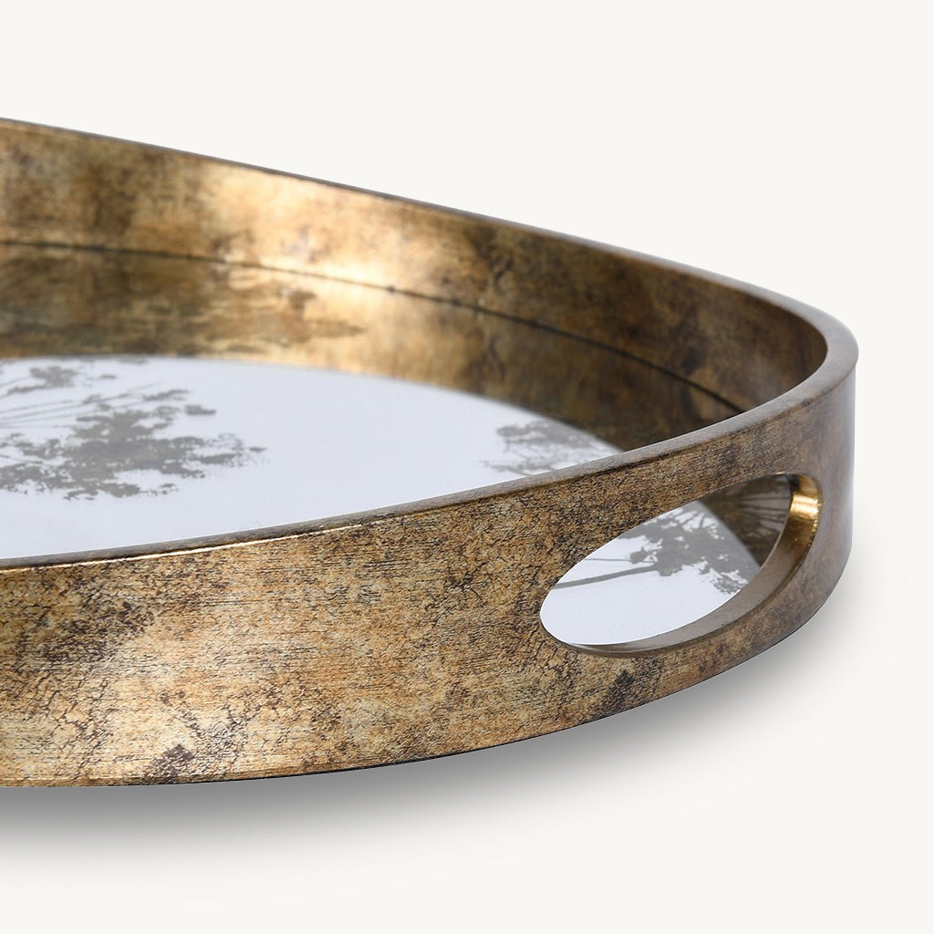 Set of 2 Seeded Head Glass Top Trays