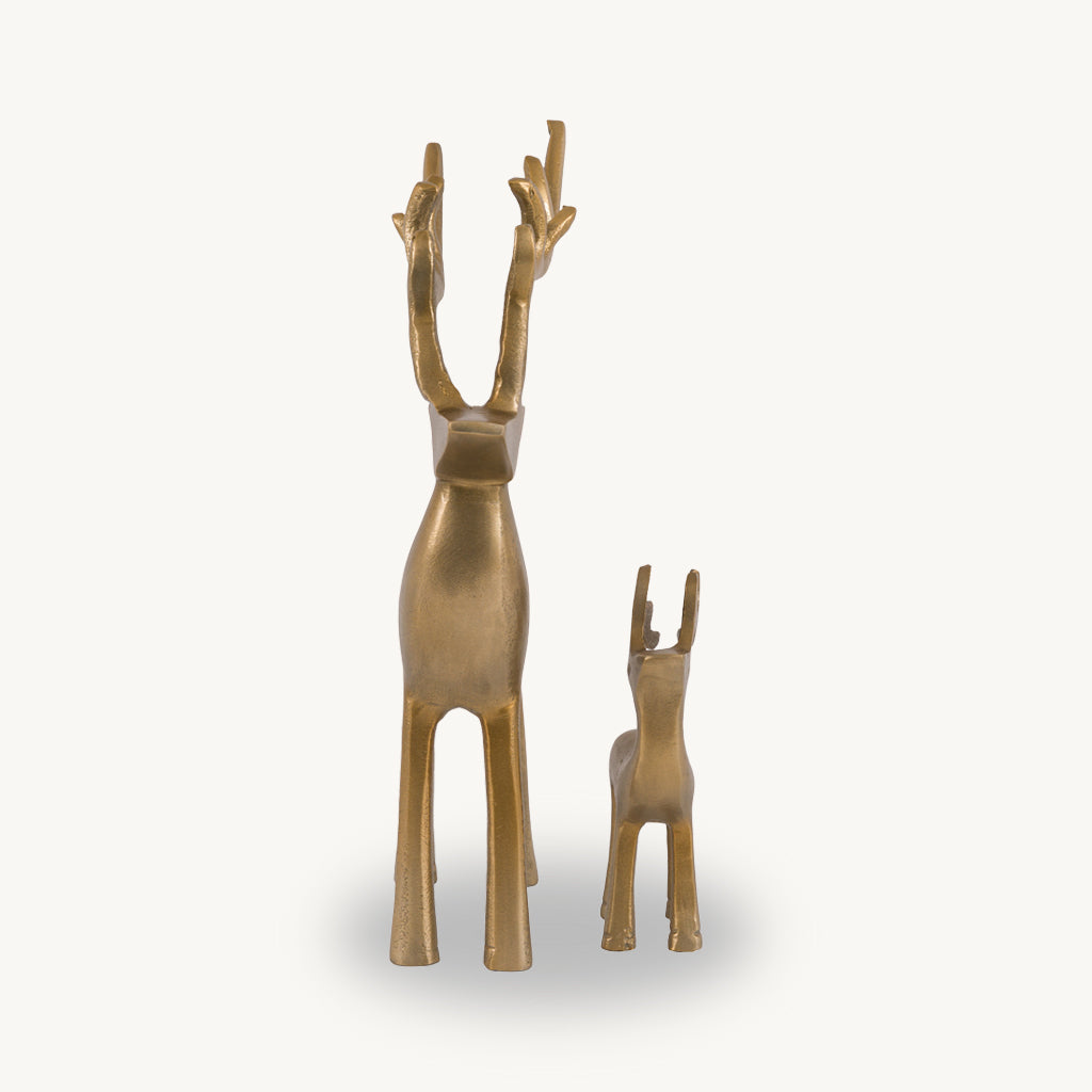 Set of 2 Gold Metal Stag Ornaments