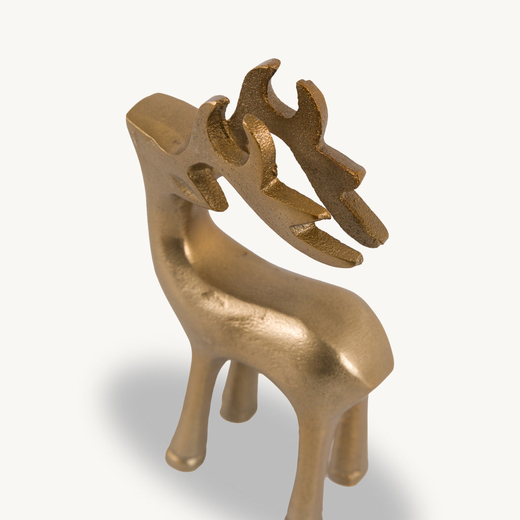 Set of 2 Gold Metal Stag Ornaments