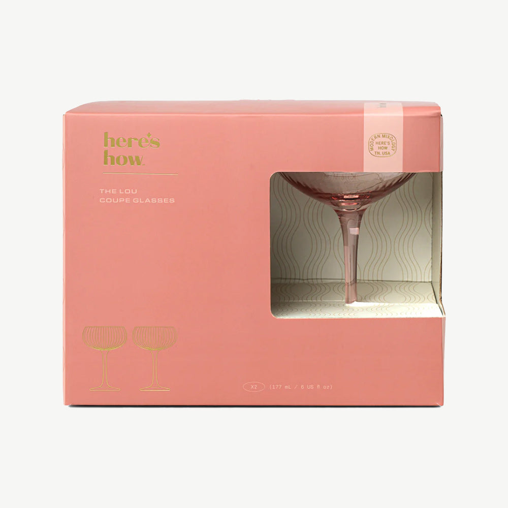 Set of 2 The Lou Coupe Cocktail Glasses in Blush Pink