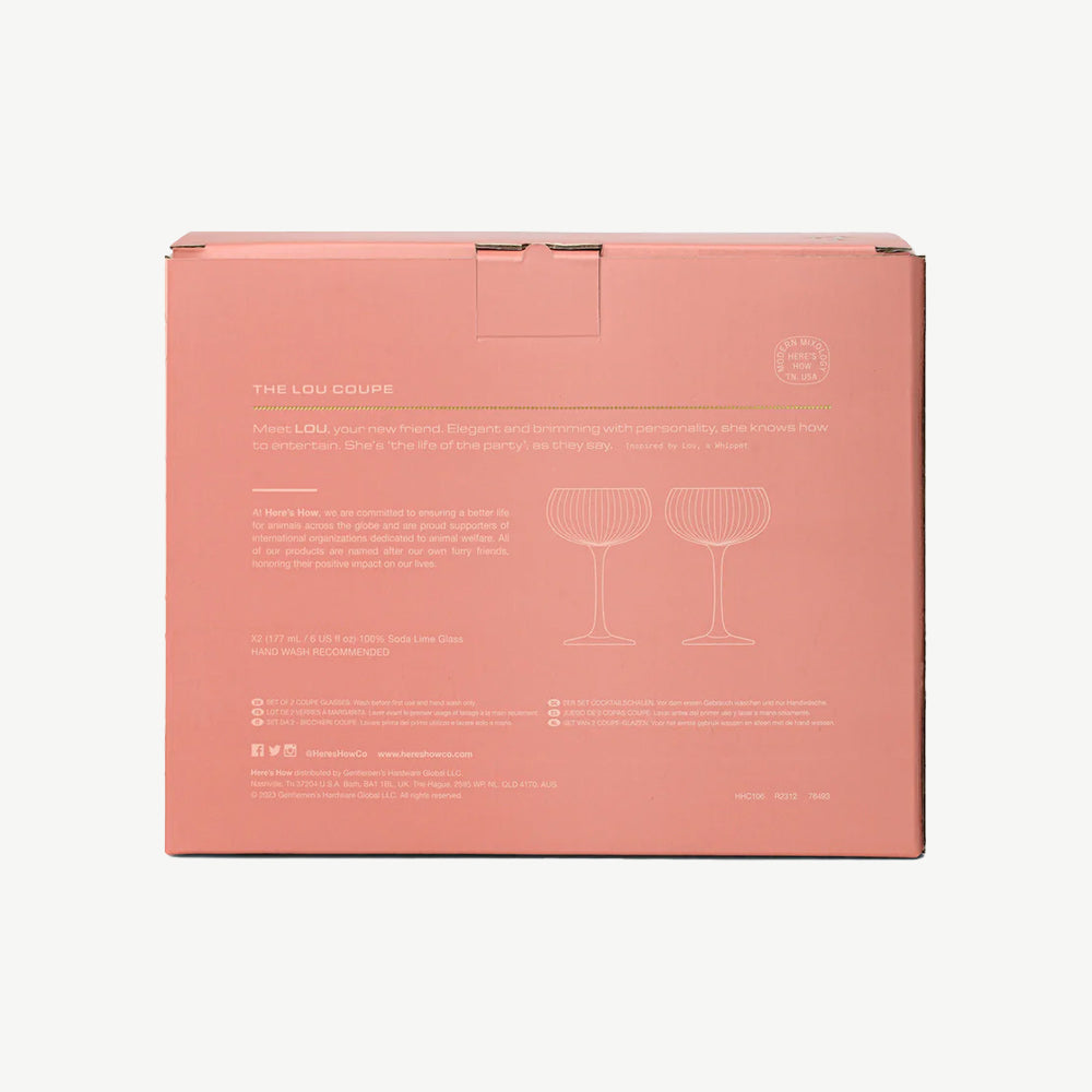 Set of 2 The Lou Coupe Cocktail Glasses in Blush Pink
