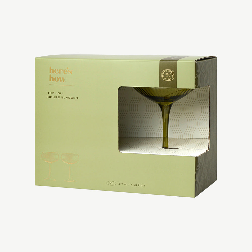 Set of 2 The Lou Coupe Cocktail Glasses in Olive
