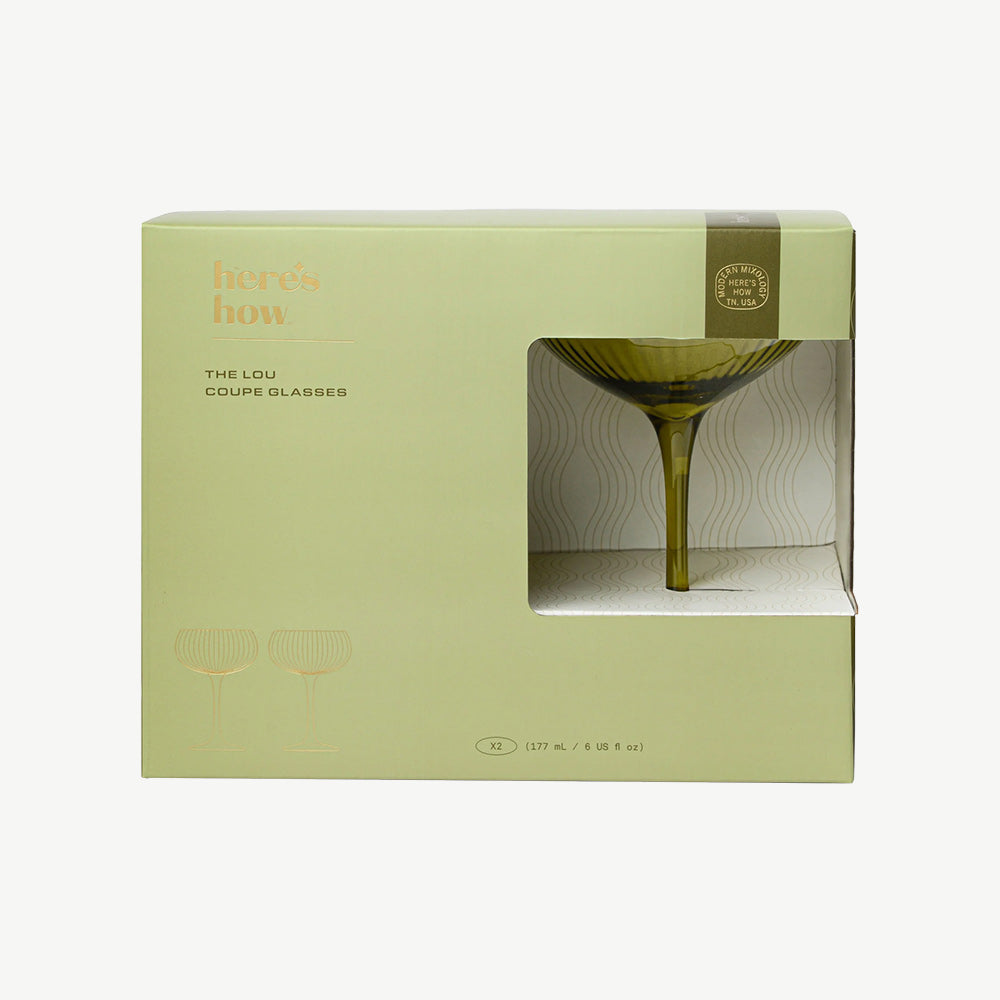 Set of 2 The Lou Coupe Cocktail Glasses in Olive