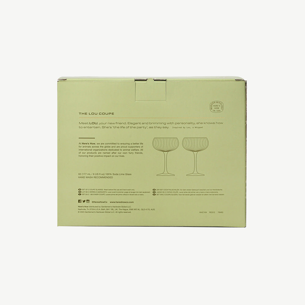 Set of 2 The Lou Coupe Cocktail Glasses in Olive