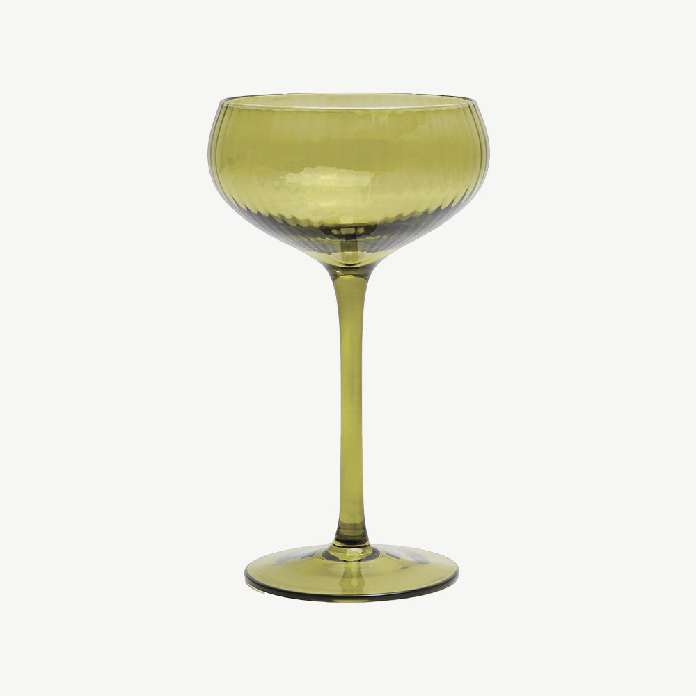 Set of 2 The Lou Coupe Cocktail Glasses in Olive