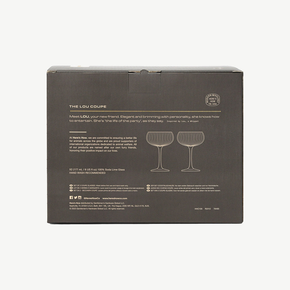 Set of 2 The Lou Coupe Cocktail Glasses in Smoke