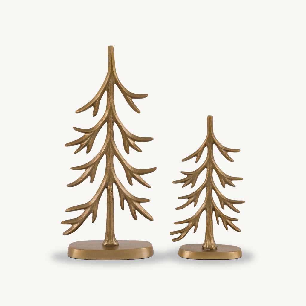 Set of 2 Gold Metal Tree Ornaments