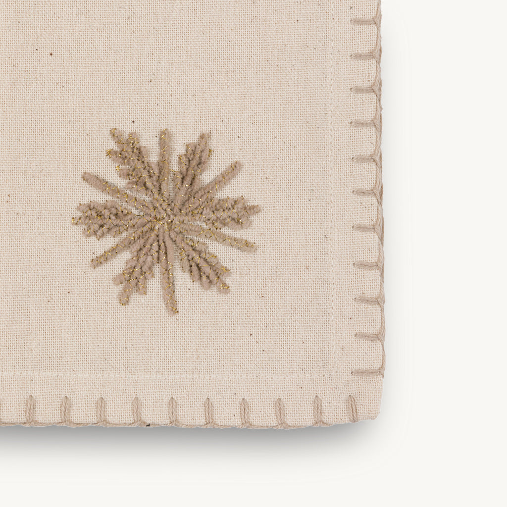 Set of 4 Gold Snowflake Cotton Napkins
