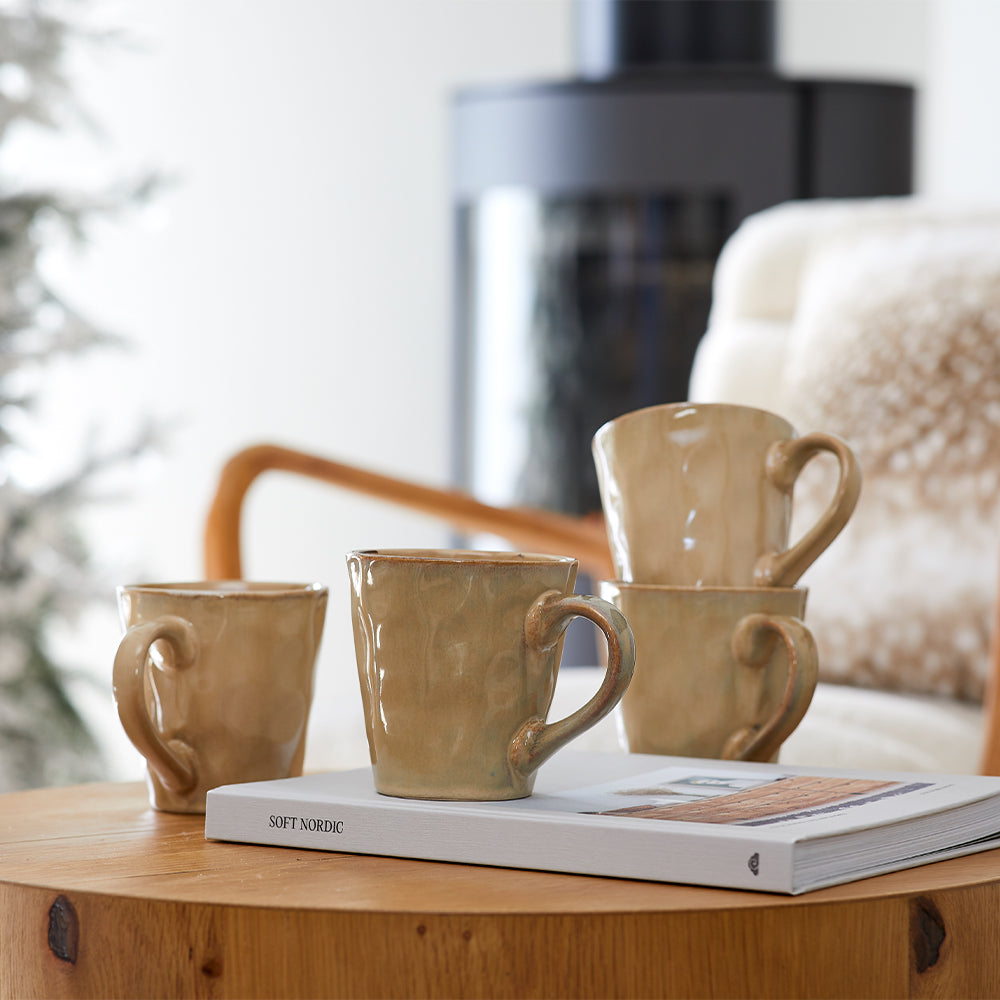 Set of 4 Taupe Reactive Mugs
