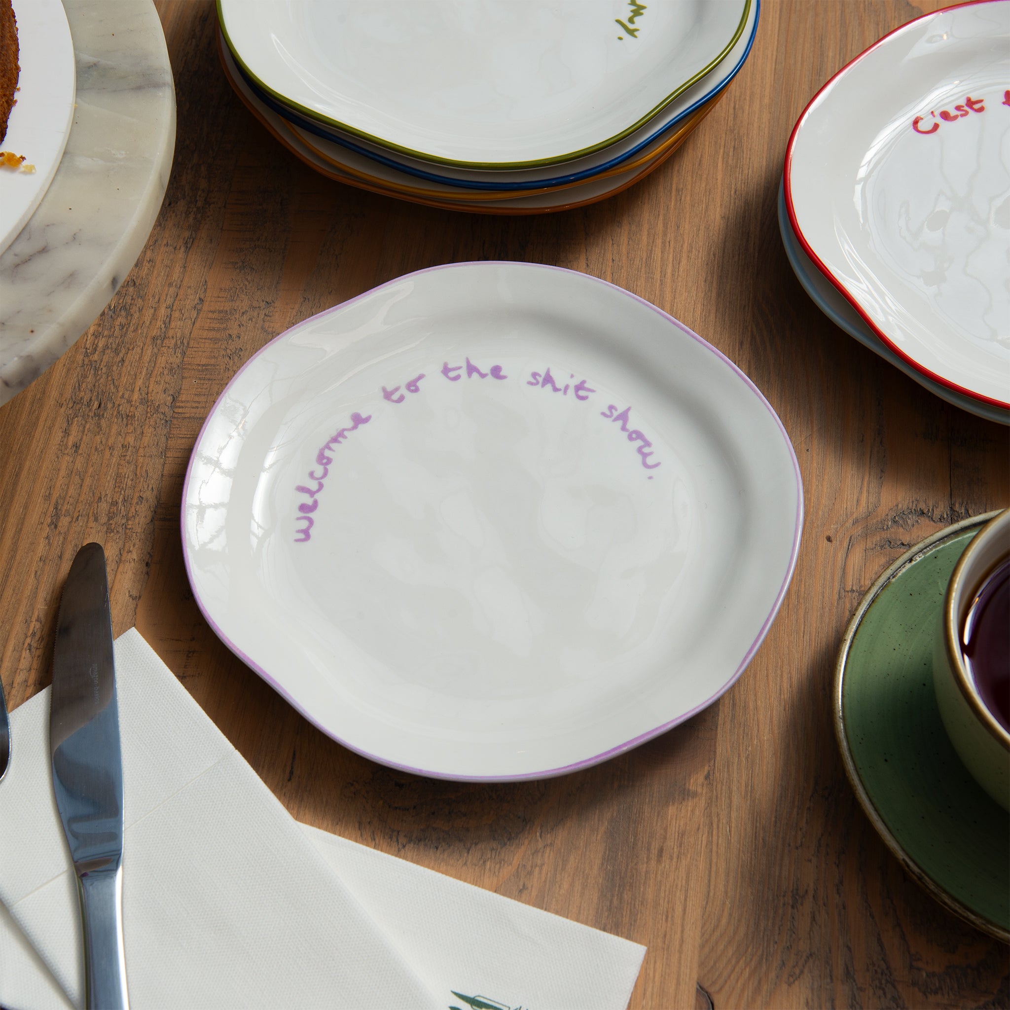 "Welcome to the shit show" Lilac Tableware Plate