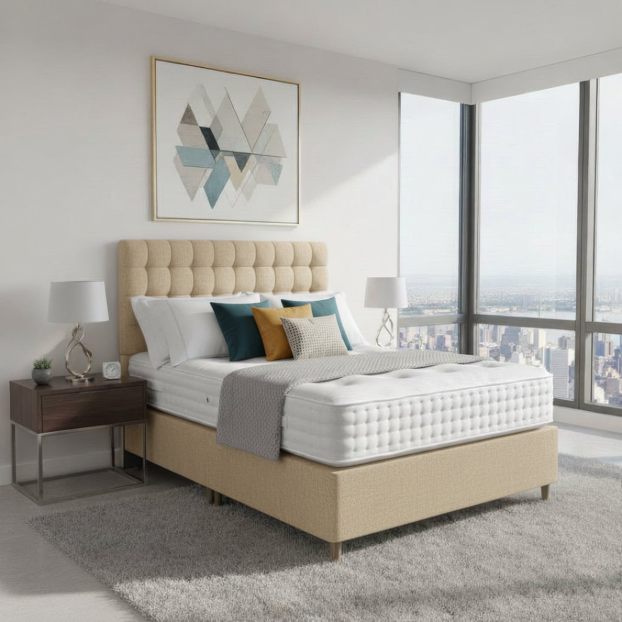 Arighi Bianchi Leg Bed Base in Beige