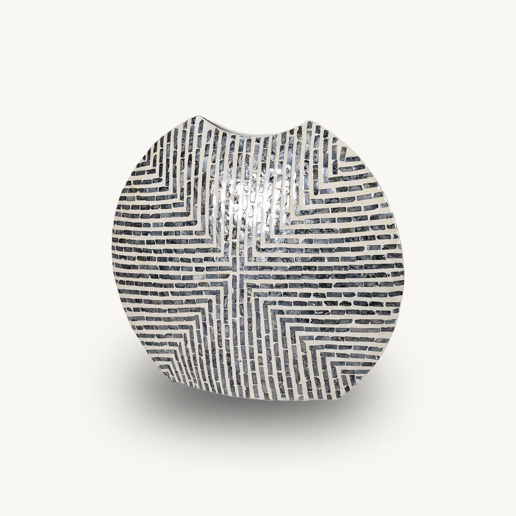 Smoke Capiz Mosaic Vase