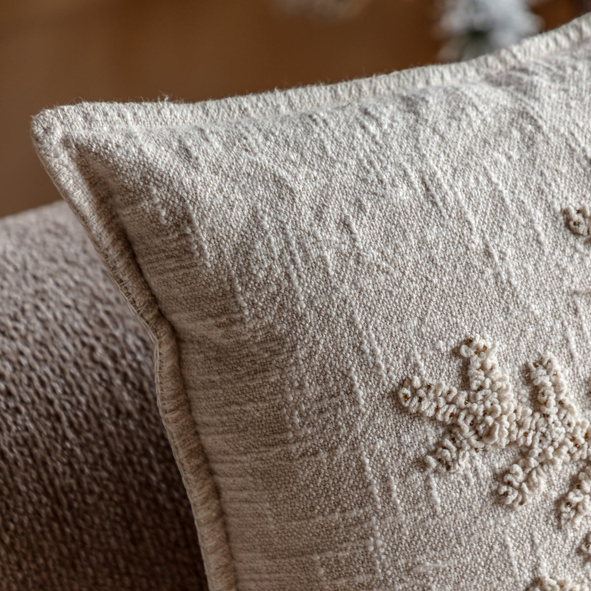 Embroidered Snowflake Cushion