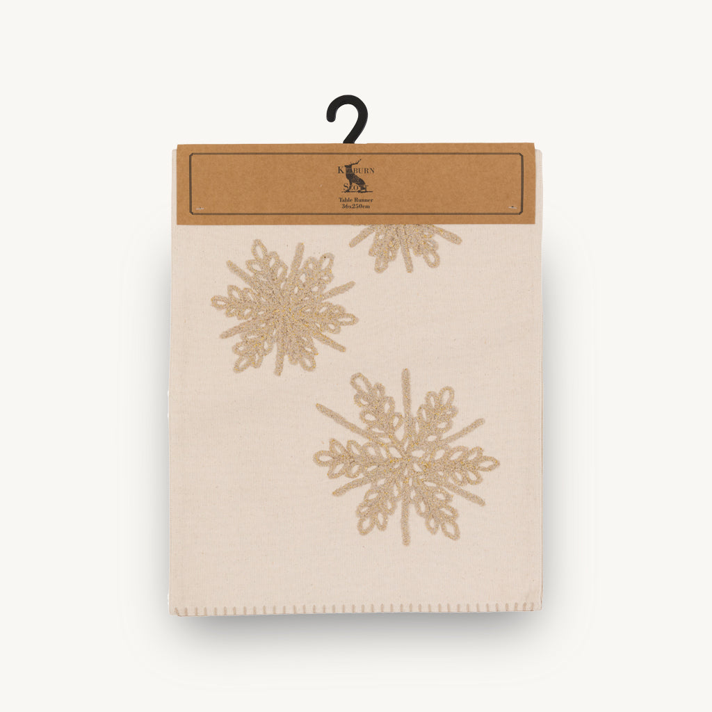 Gold Snowflake Cotton Table Runner