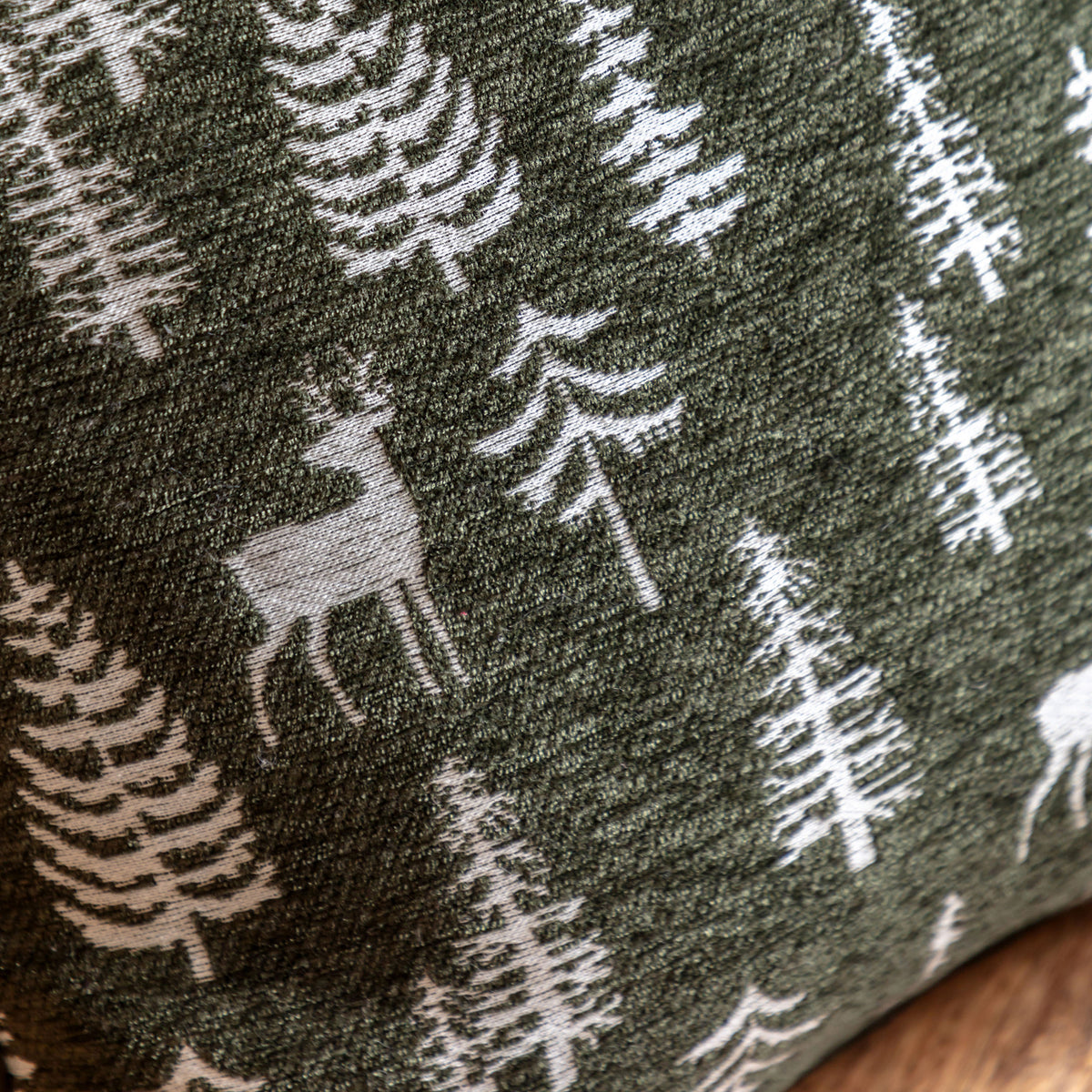 Velvet & Chenille Festive Stag Cushion
