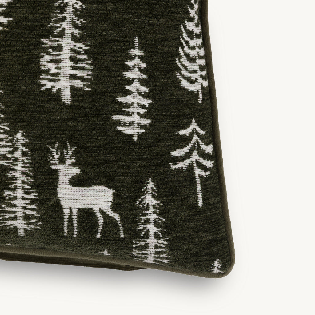 Velvet & Chenille Festive Stag Cushion