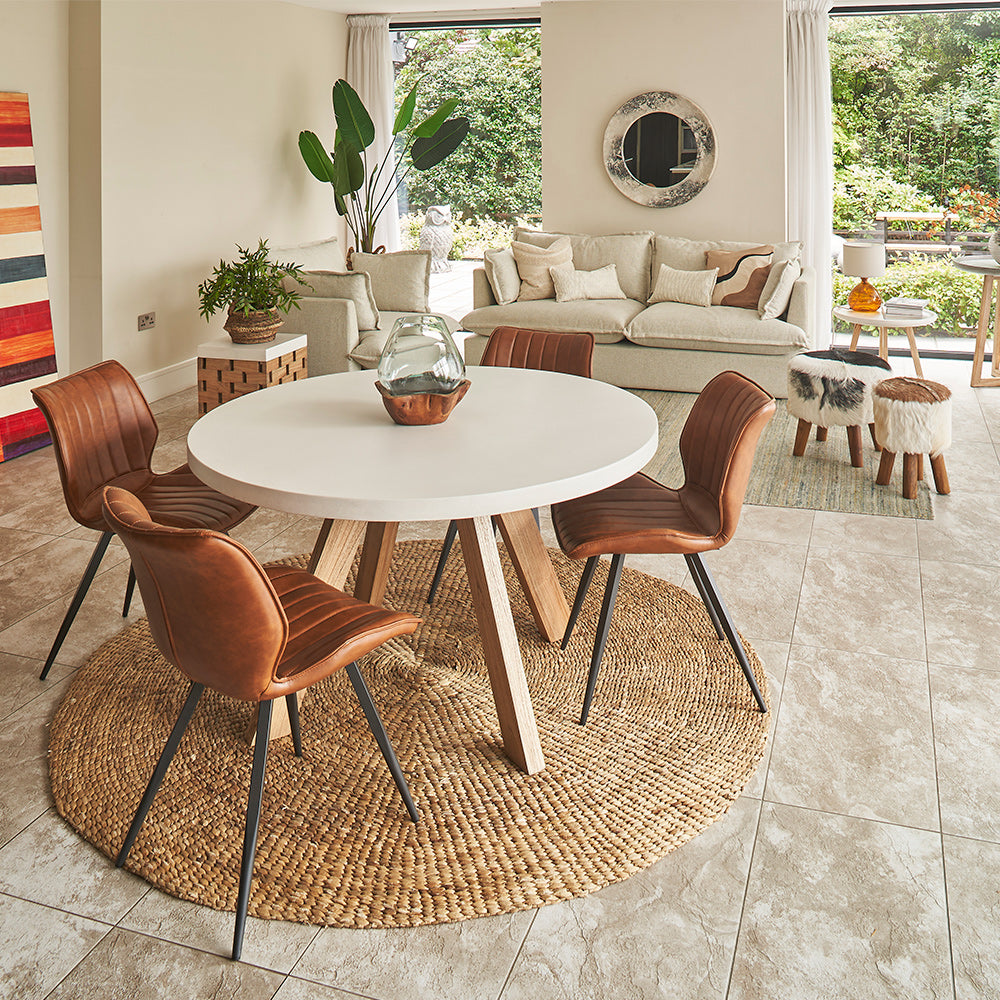 Hudson Vegan Leather Dining Chair in Light Brown