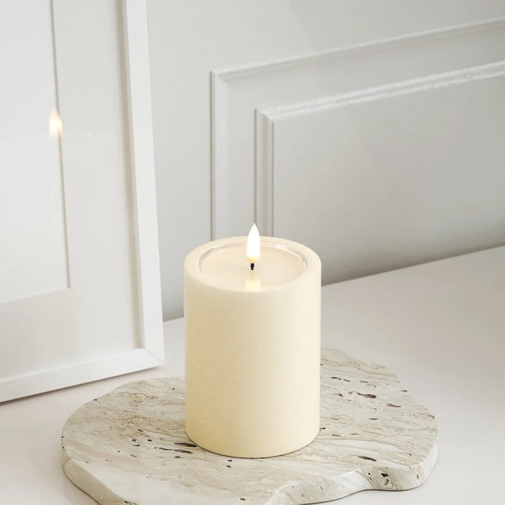 Unique LED Cream Pillar Candle