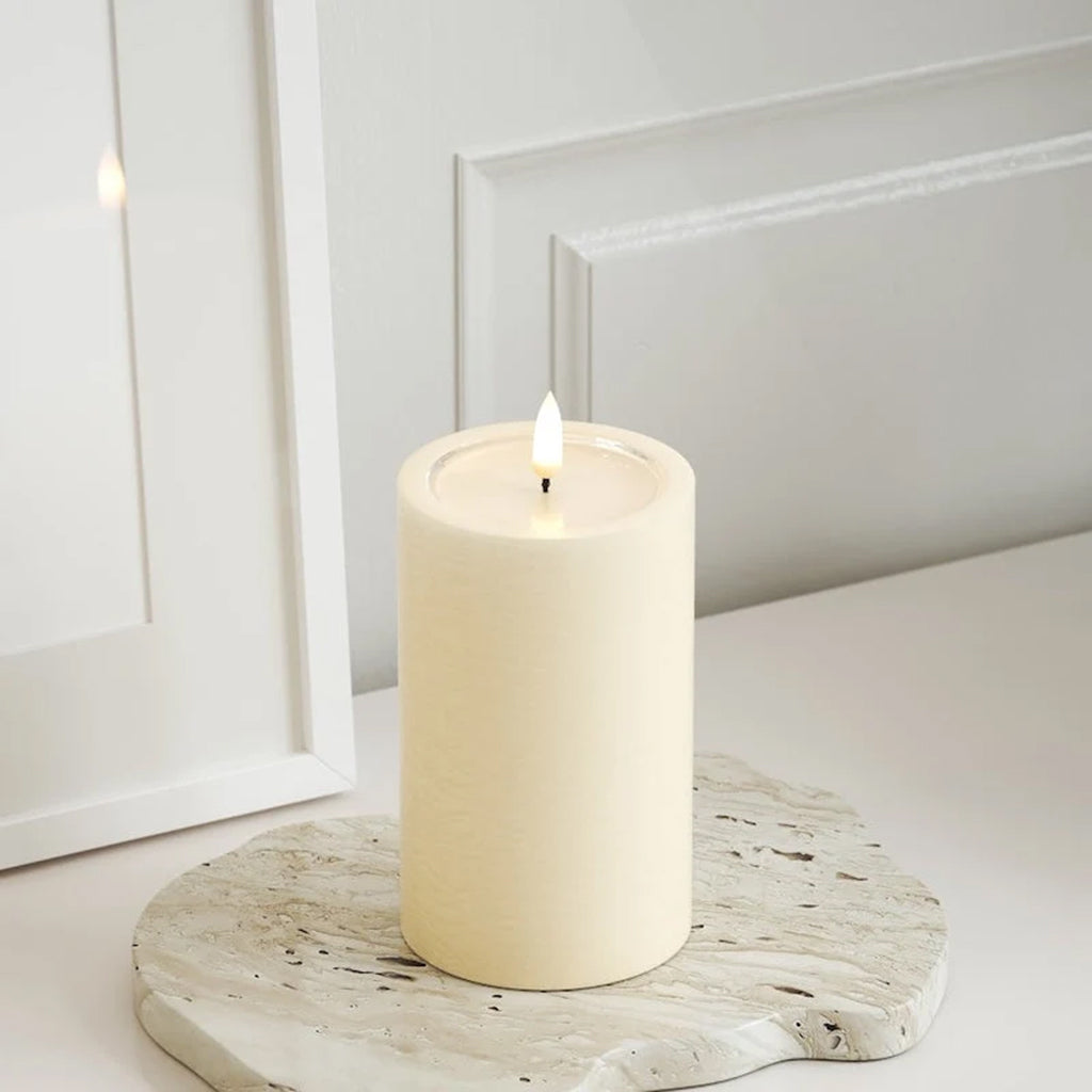 Unique LED Cream Pillar Candle