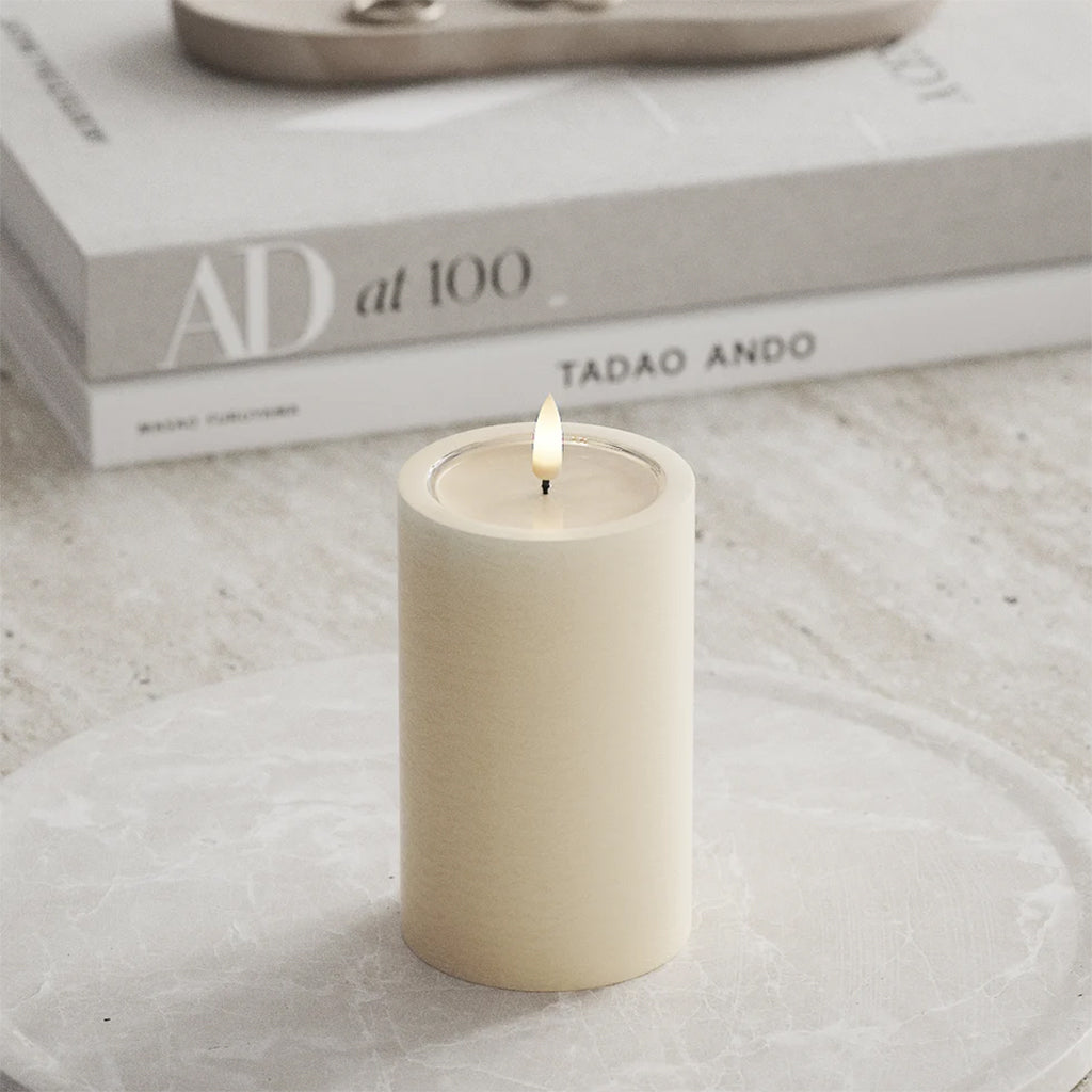 Unique LED Cream Pillar Candle