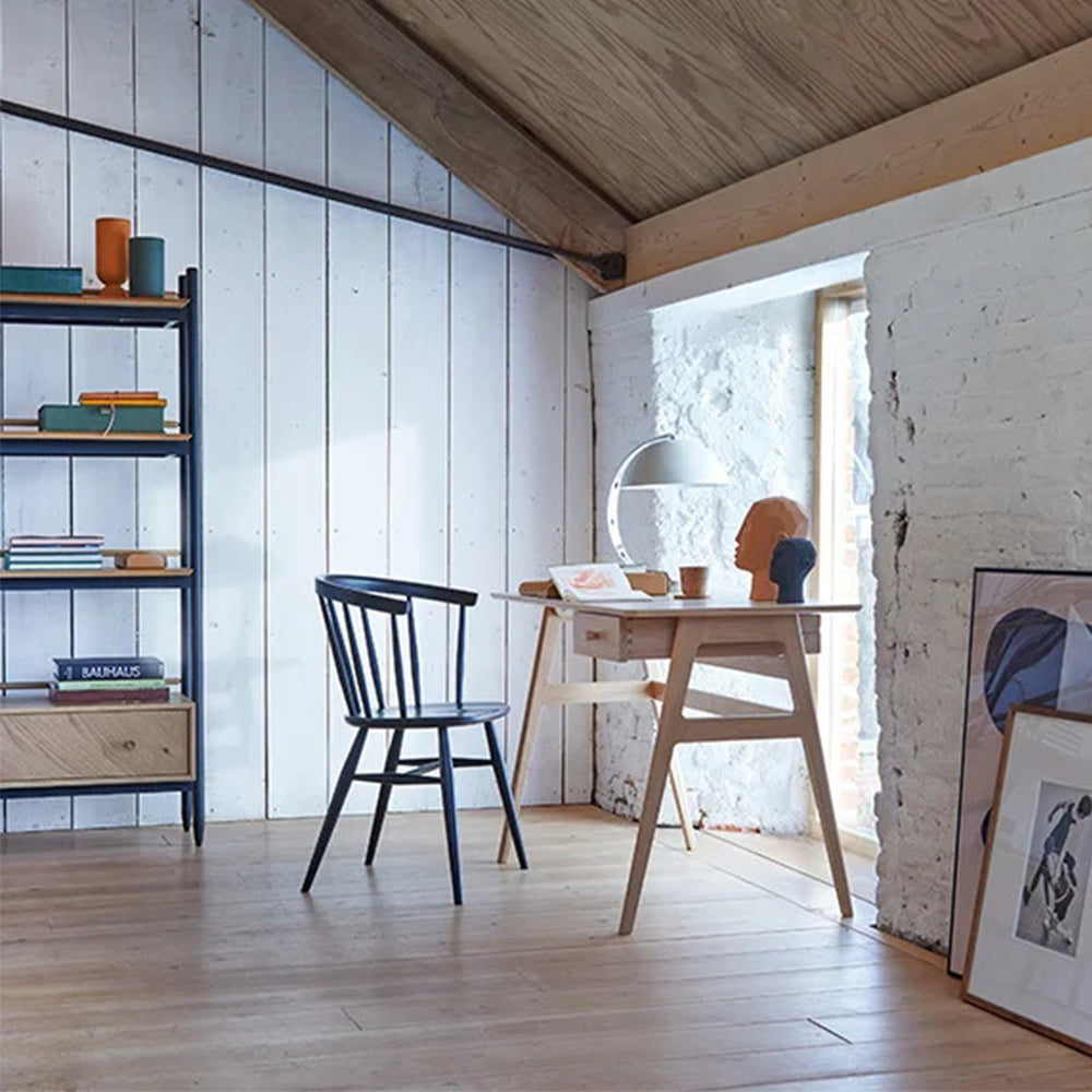 Oak veneer home office desk in pale oak finish